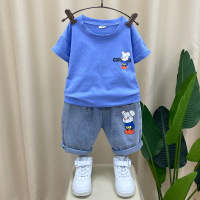 JuSen ShaYu男童夏装套装2022新款洋气时髦宝宝夏季衣服网红小儿童短袖两件套