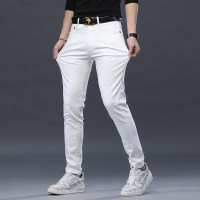 Ceen Bulled春夏牛仔裤男装烫钻潮流韩版简约修身小直筒弹力休闲男式牛仔裤子