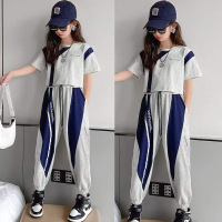 Jusen Shayu女童夏装套装2022新款儿童夏季网红炸街休闲中大童洋气运动两件套