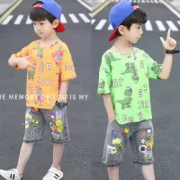 Jusen Shayu儿童装男童夏装套装2022年新款夏季中大童薄款短袖帅气运动衣服潮