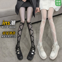 Ceba春夏薄款丝袜ins潮黑丝性感潮流百搭连裤袜绑带款梦幻 水晶袜