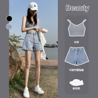 Ceba牛仔超短裤女士夏季2022年新款薄款高腰显瘦a字阔腿网红夏天