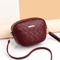 小包包女2022新款菱格时尚手拿小圆包质感软皮百搭单肩斜挎包女包