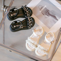 Three Sons 2022夏季时尚女童沙滩鞋珍珠淑女儿童水钻凉鞋软底女孩淑女凉鞋潮