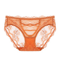 Three Sons欧美时尚镂空蕾丝性感内裤女士三角裤中腰丝绒内裤档