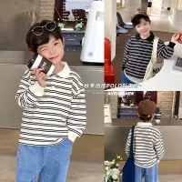 JusenShayuAOAOKISD童装2022春秋男童条纹POLO翻领卫衣儿童长袖