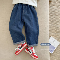 JusenShayu童裤2022秋季新款儿童韩版宽松牛仔裤长裤男童春秋直