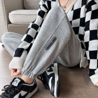 Ceba灰色运动裤女裤子秋装2022年新款春秋季薄款休闲九分宽松束