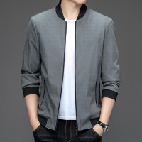 Ceba2022年春秋男士薄外套简约夹克拉链开衫格子印花时尚男装