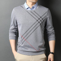 Ceba2022春秋假两件男式长袖条纹T恤中青年时尚简约休闲翻领男士