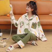 可外穿2022年新款韩版春秋季女士长袖开衫翻领睡衣套装家居服