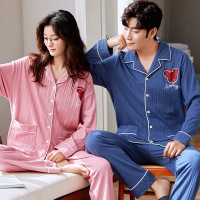情侣睡衣女2022年春秋季新款开衫长袖男士可外穿家居服套装夏