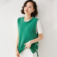 秋季新款羊毛针织马甲女圆领宽松羊毛坎肩女外穿马甲女