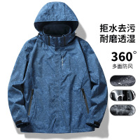 Three Sons户外冲锋衣男外套秋季新款潮流迷彩防风防水情侣装登