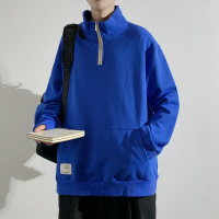 Three Sons秋季男装新款男女中性港风绣标半拉链套头卫衣青少年