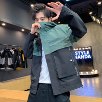 Three Sons2022秋季新款时尚百搭靓仔英文字母印花拼色潮流连帽