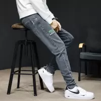 Ceba拼接潮牌修身显高显廋男式弹力牛仔裤男青年秋款港风束脚九