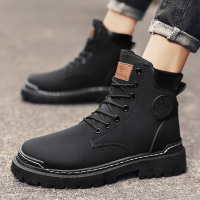 Ceba2022秋冬季新款男士英伦风纯色机车靴时尚百搭青年高帮厚底