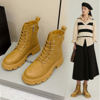 Jusen Shayu大码马丁靴女2022秋季新款大黄蜂厚底短靴英伦风经典