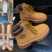 Jusen Shayu英伦马丁靴女2022秋季新款厚底大黄短靴机车靴子百搭