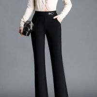 中年女士黑色微喇裤女小个子秋装2022年新款女裤高腰显瘦垂感西