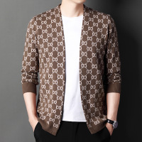 Ceba男士秋季新款字母提花针织衫开衫时尚休闲潮流青年男装