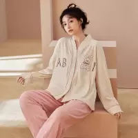 DBMG睡衣女秋冬款韩式简约少女可爱长袖可外穿女士家居服套装