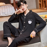 DBMG卡通印花简约韩版大码青年2022年新款男士长袖睡衣开衫家居