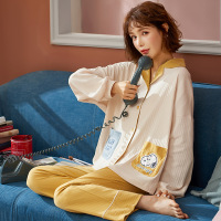 DBMG秋冬款睡衣女卡通可爱翻领开衫长袖长裤可外穿家居服套装