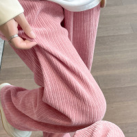 Three Sons雪尼尔阔腿裤女秋2022新款高腰垂感宽松显瘦直筒裤休