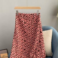 元气桃花水。秋日法式の花朵碎花柄松紧腰半身裙女A字半裙