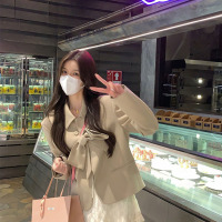 Ceba蝴蝶结西装外套女2022秋季新款设计感小众气质小个子西服短