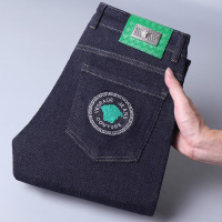 Brookings欧货高品质原色刺绣牛仔裤男士韩版潮流百搭修身直筒裤