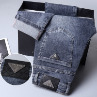 Brookings2022欧洲站潮牌印花男士牛仔裤弹力修身小脚牛仔长裤