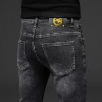 Brookings欧洲站男装牛仔裤猫抓小脚弹力秋冬修身欧货轻奢时尚小