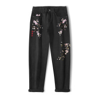 Brookings秋冬国潮梅花刺绣牛仔裤男直筒宽松潮牌裤子男潮百搭情