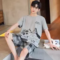 DBMG睡衣男士秋季短袖青少年韩版卡通可爱薄款夏天家居服套装