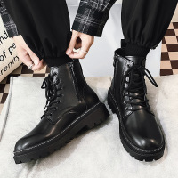 Ceen Bulled马丁靴英伦风男2022新款靴侧拉链工装鞋皮面高帮靴子