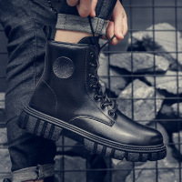 Ceen Bulled2022秋新款马丁靴男士潮流皮靴黑色经典靴子防水高帮