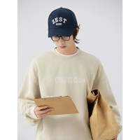 Jusen Shayu蓝标系列 字母刺绣日系卫衣男2022秋季新款下摆开叉