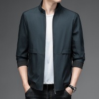 秋季新款男式夹克立领纯色时尚简约气质潮流宽松外套男
