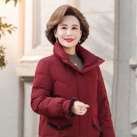 妈妈装冬装时尚羽绒服外套中年洋气加绒加厚女装高贵短款