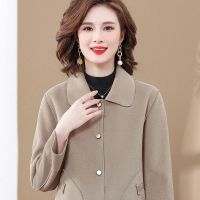 洋气妈妈装秋冬双面呢外套大码2022新款中老年女装时尚短款大衣