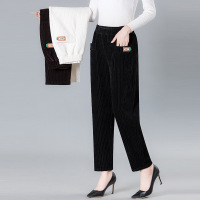 2022妈妈装冬季裤子女中老年女装加厚雪尼尔裤外穿新款纯色直筒