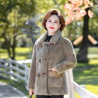 中年女装家妈妈装仿水貂绒大衣冬季新款女中老年衣服贵气婆婆