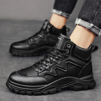 Ceba2022年秋季新款高帮青年时尚工装机车靴百搭纯色厚底马丁靴