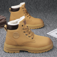 Ceba情侣加绒马丁靴2022冬季新款复古高帮保暖大黄休闲机车靴男