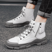 Ceba欧洲站2022秋季新款英伦高帮男士百搭休闲皮面厚底马丁靴男