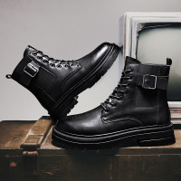 Ceba马丁靴男鞋秋季高帮英伦风黑色机车皮鞋男士美式复古厚底工