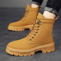 Ceba2022新款高帮马丁靴青年日常百搭英伦风秋季复古花雕厚底潮